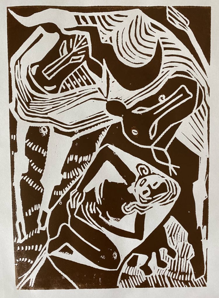 Simone Münkel, linocut, 2023, 21 x 15 cm