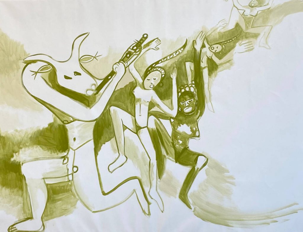 Simone Münkel, gouache on canvas, 2023, 150 x 200 cm