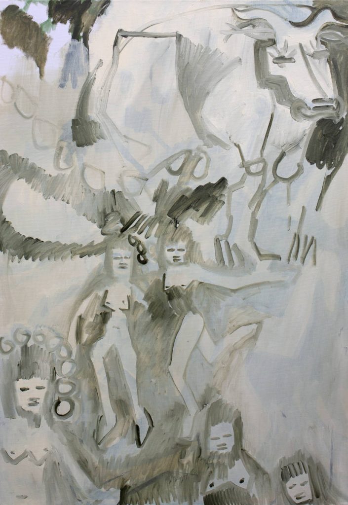 Simone Münkel, Minotaurus, oil on canvas, 100x70cm, 2024